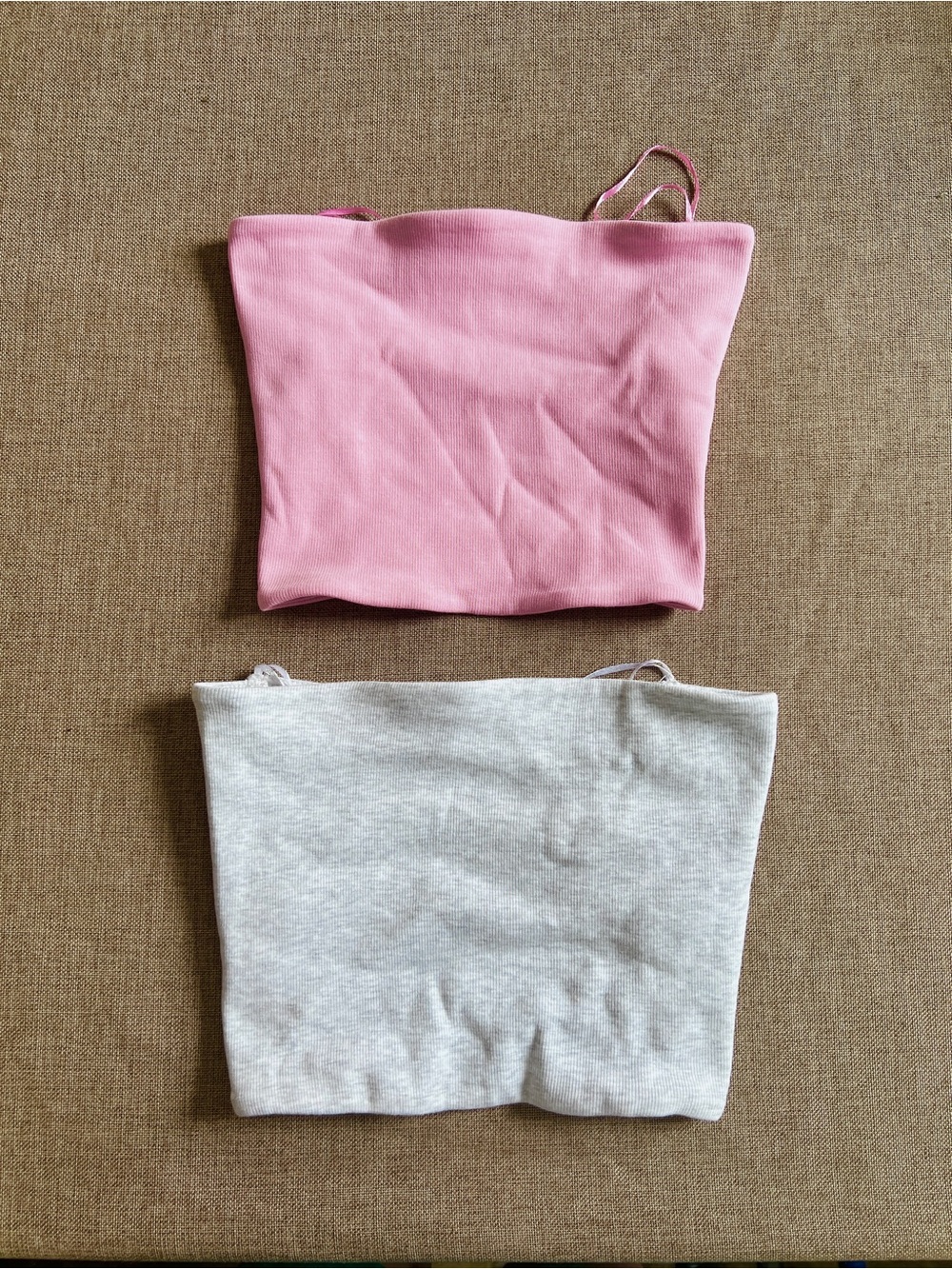 Zara Strapless Tube Tops Bundle- Pink and Light Gray